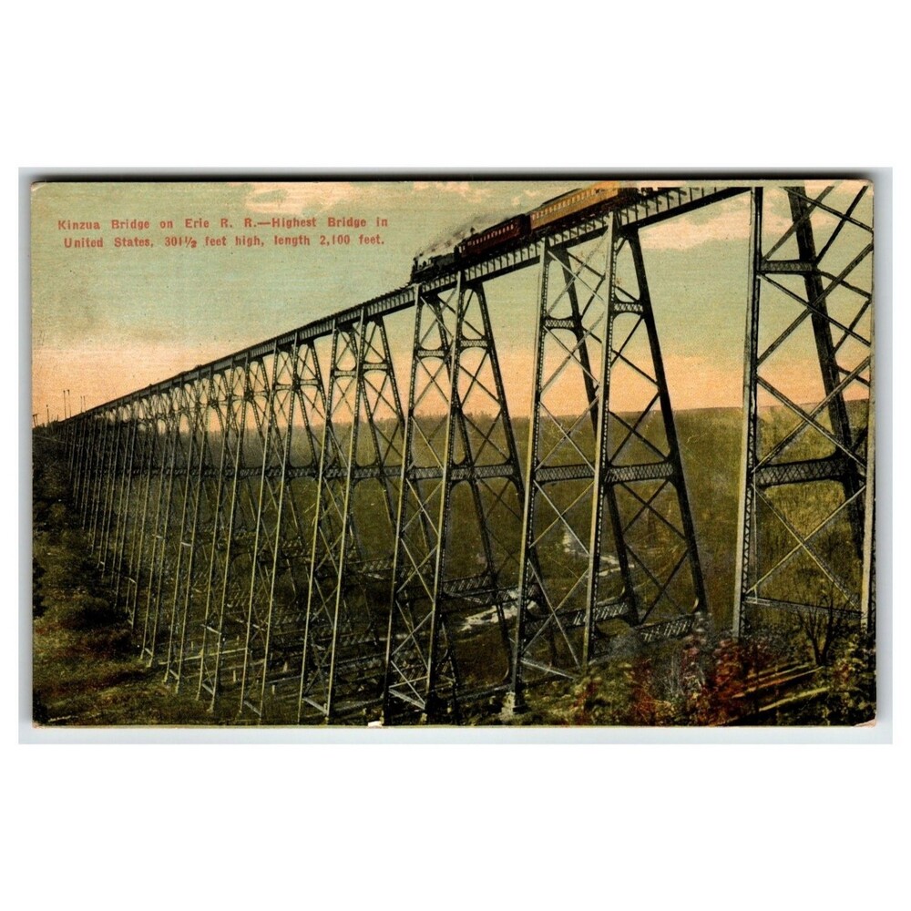 Kinzua Bridge Erie RR Highest US Train Viaduct PA Vintage Postcard M106